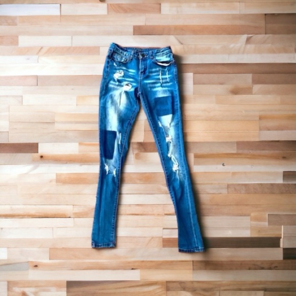 Euc- Distressed, Patchwork Jeans In Pristine Cond… - image 1